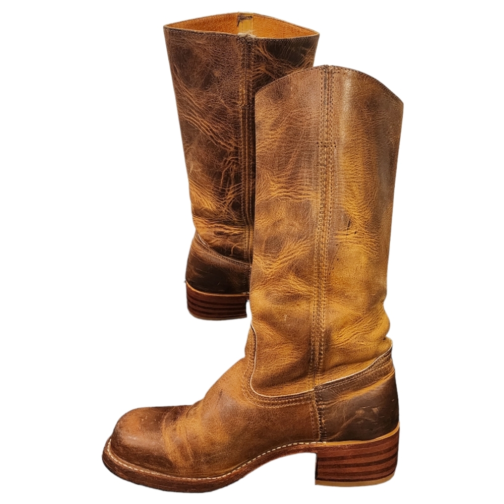 FRYE 14L Campus Boots in Dark Brown Crunch Leather  SIZE 9M